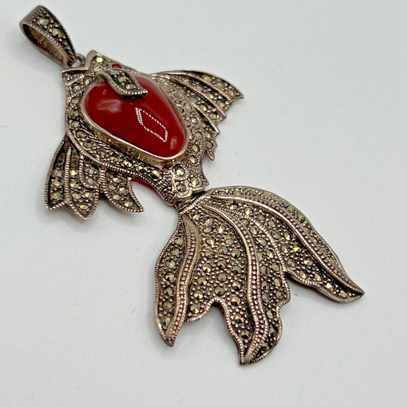 Estate Vintage Sterling Silver & Marcasite KOI Fish...